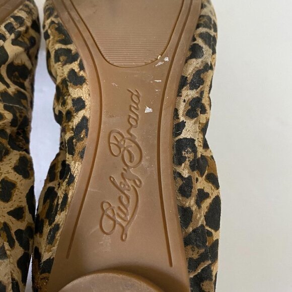 Lucky Brand Women's Emmie Tan Black Leopard Print Leather Ballet Flats Size 6.5 - Picture 10 of 11